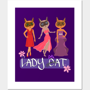 3 Pretty Lady cats - Cartoons Posters and Art